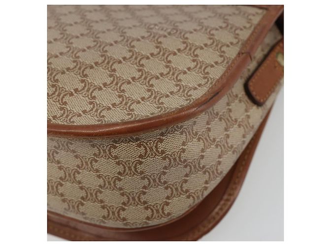 Céline Borsa a Spalla CELINE Macadam Canvas PVC Beige Oro Auth 188358A D'oro - vista 16