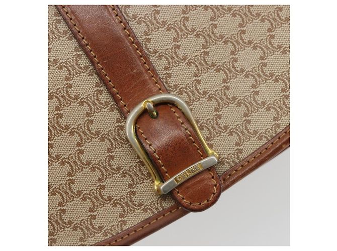 Céline Borsa a Spalla CELINE Macadam Canvas PVC Beige Oro Auth 188358A D'oro - vista 18
