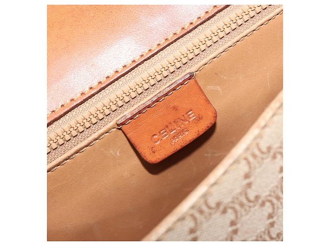 Céline Borsa a Spalla CELINE Macadam Canvas PVC Beige Oro Auth 188358A D'oro - vista 20