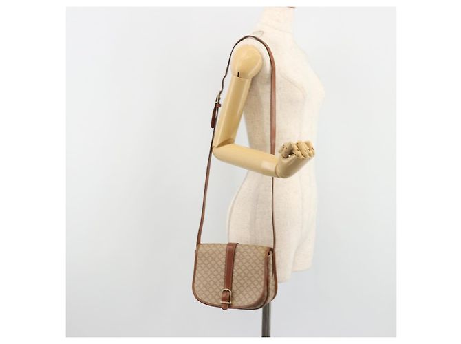 Céline Borsa a Spalla CELINE Macadam Canvas PVC Beige Oro Auth 188358A D'oro - vista 24