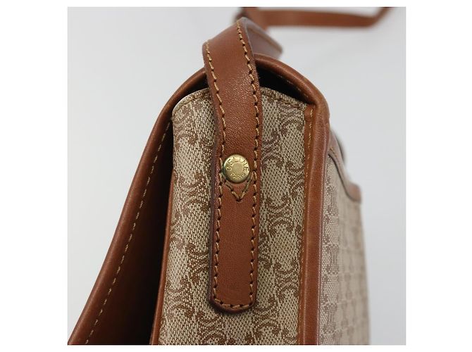 Céline Borsa a Spalla CELINE Macadam Canvas PVC Beige Oro Auth 188358A D'oro - vista 9