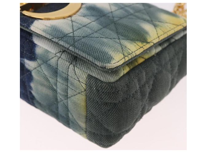 Borsa a tracolla Christian Dior Cannage Miss Caro in tela blu navy e oro Auth 188825SAM D'oro - vista 14