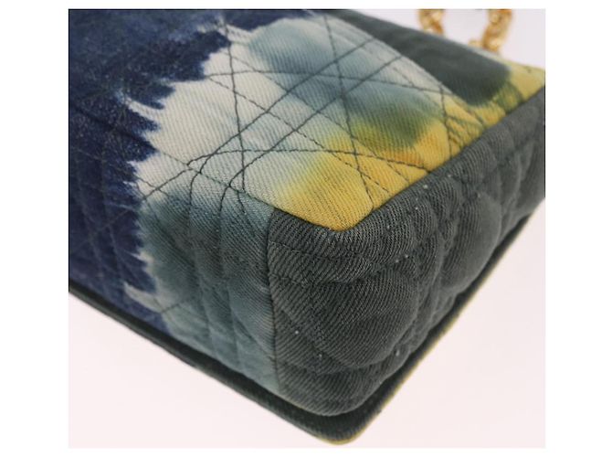 Borsa a tracolla Christian Dior Cannage Miss Caro in tela blu navy e oro Auth 188825SAM D'oro - vista 16