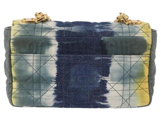 Borsa a tracolla Christian Dior Cannage Miss Caro in tela blu navy e oro Auth 188825SAM D'oro - vista 2