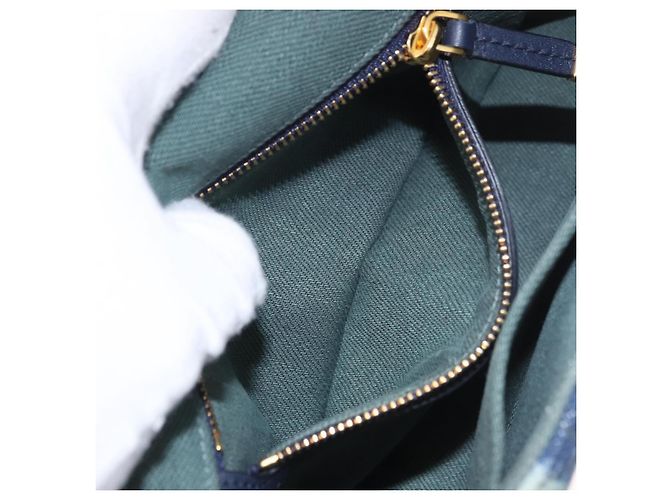 Borsa a tracolla Christian Dior Cannage Miss Caro in tela blu navy e oro Auth 188825SAM D'oro - vista 23