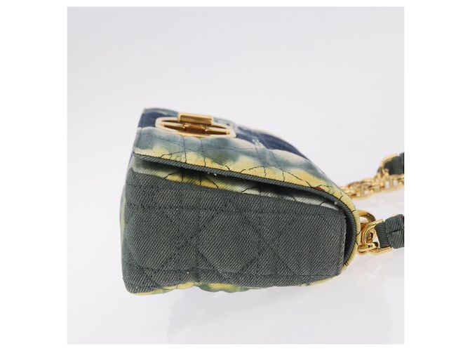 Borsa a tracolla Christian Dior Cannage Miss Caro in tela blu navy e oro Auth 188825SAM D'oro - vista 3
