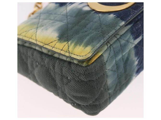 Borsa a tracolla Christian Dior Cannage Miss Caro in tela blu navy e oro Auth 188825SAM D'oro - vista 9