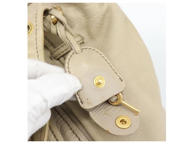 Borsa Miu Miu in pelle 2way Beige Oro Auth 188974A D'oro - vista 10