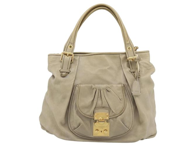 Borsa Miu Miu in pelle 2way Beige Oro Auth 188974A D'oro - vista 13