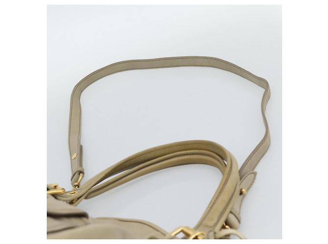 Borsa Miu Miu in pelle 2way Beige Oro Auth 188974A D'oro - vista 14