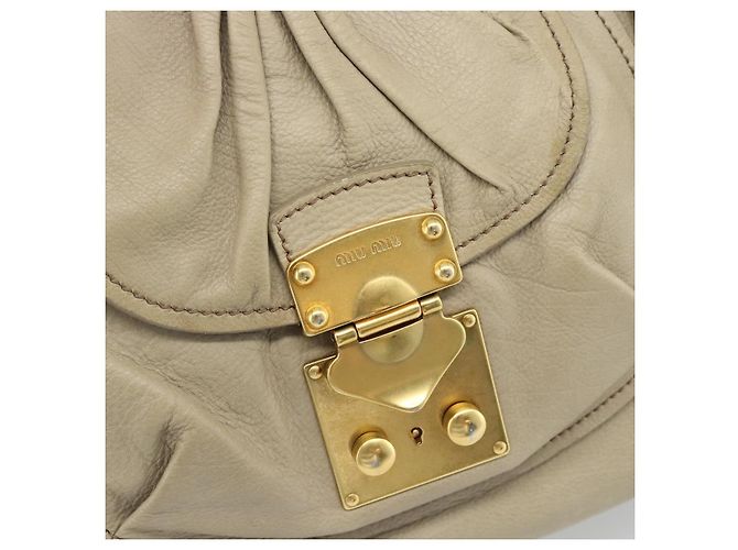 Borsa Miu Miu in pelle 2way Beige Oro Auth 188974A D'oro - vista 19