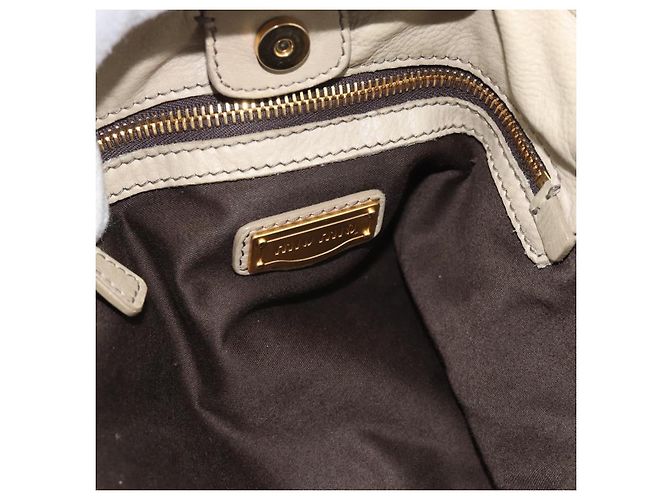 Borsa Miu Miu in pelle 2way Beige Oro Auth 188974A D'oro - vista 20
