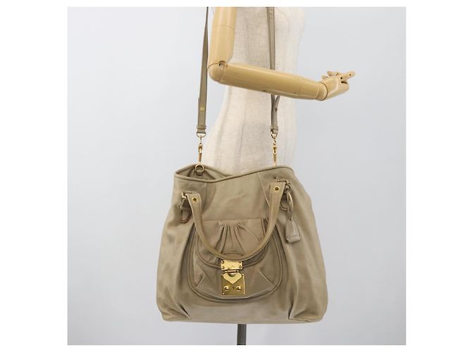 Borsa Miu Miu in pelle 2way Beige Oro Auth 188974A D'oro - vista 26