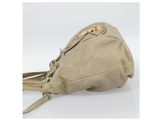Borsa Miu Miu in pelle 2way Beige Oro Auth 188974A D'oro - vista 3