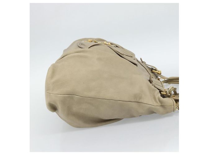 Borsa Miu Miu in pelle 2way Beige Oro Auth 188974A D'oro - vista 4