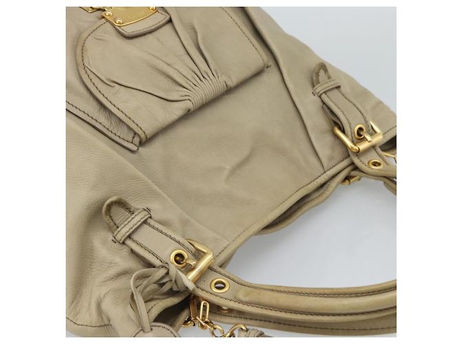 Borsa Miu Miu in pelle 2way Beige Oro Auth 188974A D'oro - vista 6