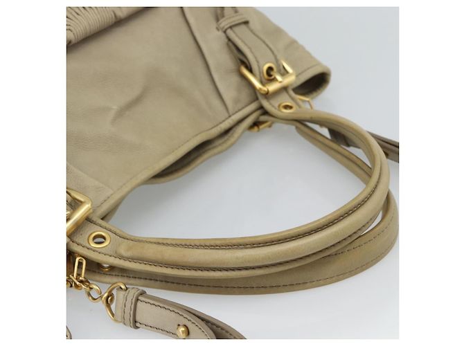 Borsa Miu Miu in pelle 2way Beige Oro Auth 188974A D'oro - vista 7