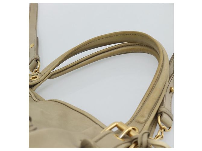 Borsa Miu Miu in pelle 2way Beige Oro Auth 188974A D'oro - vista 8
