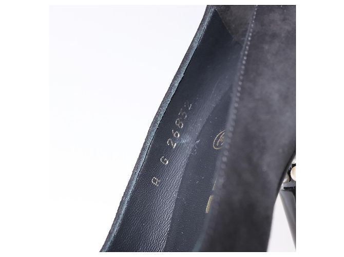 Escarpines CHANEL Pearl Suede 35 1/2 Black CC Auth am11955M Negro - vista 19