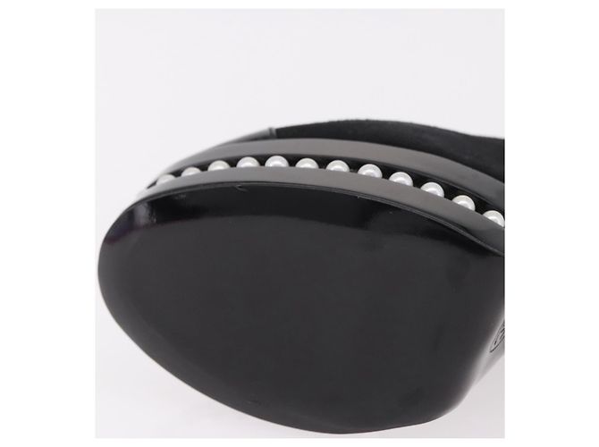 Escarpines CHANEL Pearl Suede 35 1/2 Black CC Auth am11955M Negro - vista 26