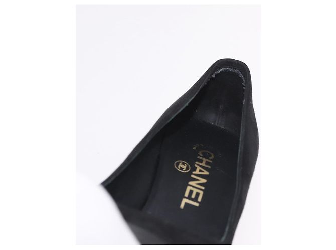 Escarpines CHANEL Pearl Suede 35 1/2 Black CC Auth am11955M Negro - vista 34