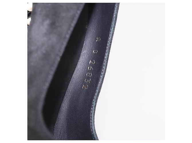 Escarpines CHANEL Pearl Suede 35 1/2 Black CC Auth am11955M Negro - vista 36