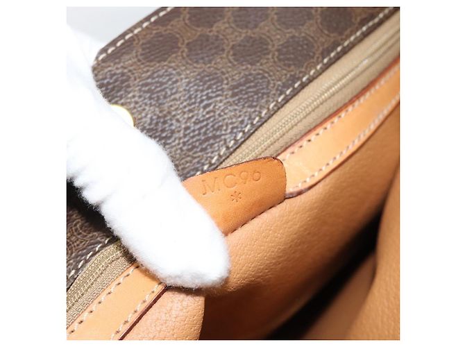 Céline Borsa Tote CELINE Macadam in tela e pelle PVC marrone oro Auth 188332A D'oro - vista 12