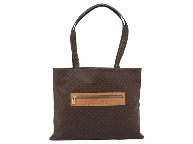 Céline Borsa Tote CELINE Macadam in tela e pelle PVC marrone oro Auth 188332A D'oro - vista 13