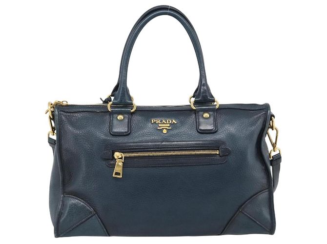 Borsa PRADA in Pelle 2way Blu Oro Auth 187288V D'oro - vista 13