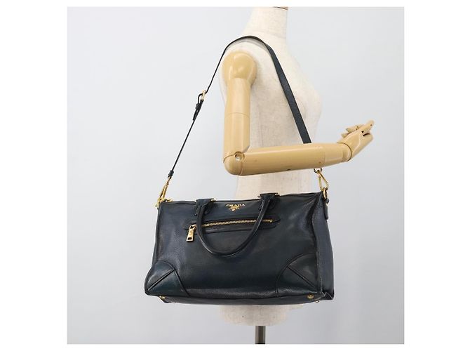 Borsa PRADA in Pelle 2way Blu Oro Auth 187288V D'oro - vista 29