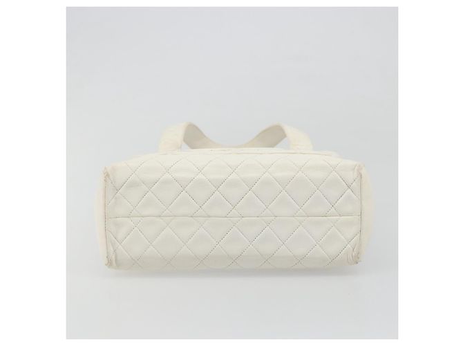CHANEL Matelasse Handtasche Canvas Weißgold CC Authentisch 185821A Golden - Ansicht 5