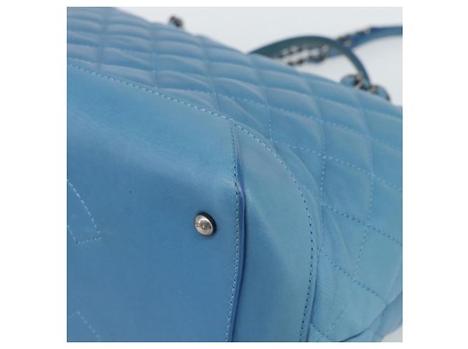 CHANEL Matelasse Chain Shoulder Bag Leather 2way Blue Silver CC Auth 189071M Argento - vista 16
