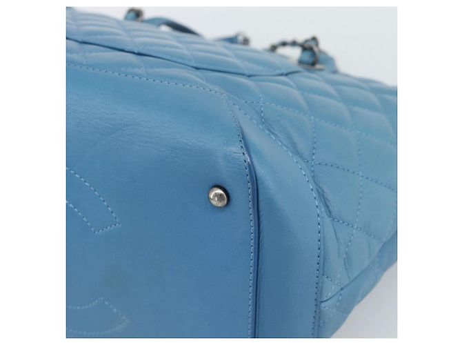 CHANEL Matelasse Chain Shoulder Bag Leather 2way Blue Silver CC Auth 189071M Argento - vista 18
