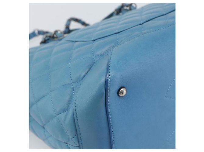 CHANEL Matelasse Chain Shoulder Bag Leather 2way Blue Silver CC Auth 189071M Argento - vista 19