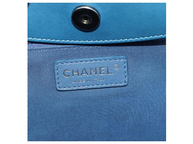 CHANEL Matelasse Chain Shoulder Bag Leather 2way Blue Silver CC Auth 189071M Argento - vista 20
