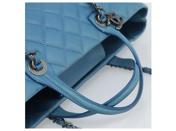 CHANEL Matelasse Chain Shoulder Bag Leather 2way Blue Silver CC Auth 189071M Argento - vista 7