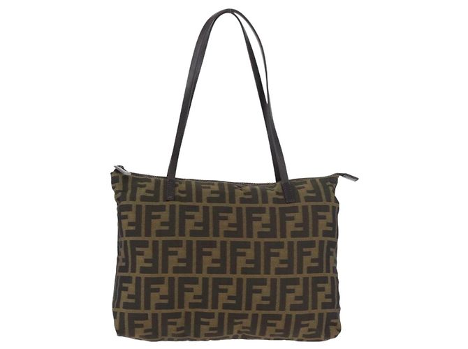 Borsa Tote FENDI Zucca Canvas Nero Marrone Auth 188232 - vista 13