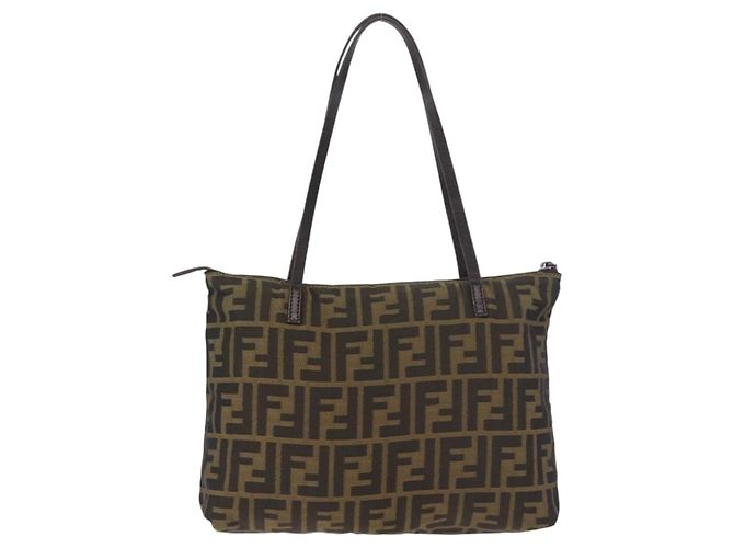 Borsa Tote FENDI Zucca Canvas Nero Marrone Auth 188232 - vista 2