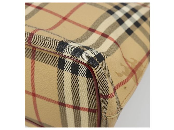 Borsa Tote BURBERRY Nova Check in PVC e pelle beige argento Auth 187812A - vista 9