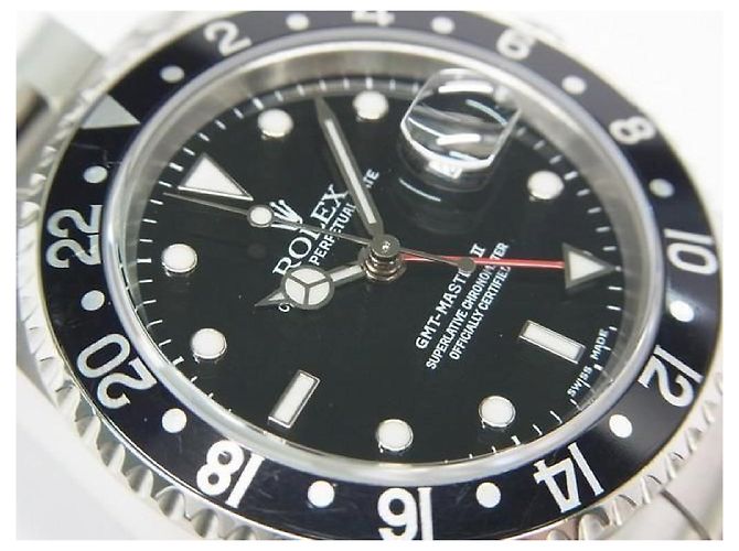 ROLEX GMT MasterII lunetta nera 16710 serie P Uomo Argento - vista 2