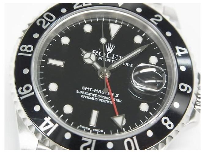 ROLEX GMT MasterII lunetta nera 16710 serie P Uomo Argento - vista 3