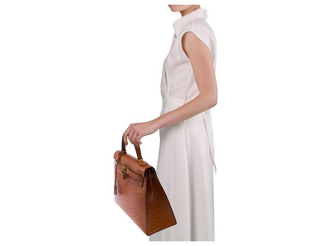 Hermès Bolsa HERMES Kelly 32 em Couros Exóticos Marrom - 103697 - vista 13