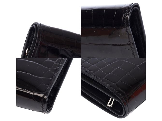 Béarn Hermès HERMES Bearn Exotic Leather Accessory Black - 103690 - view 11