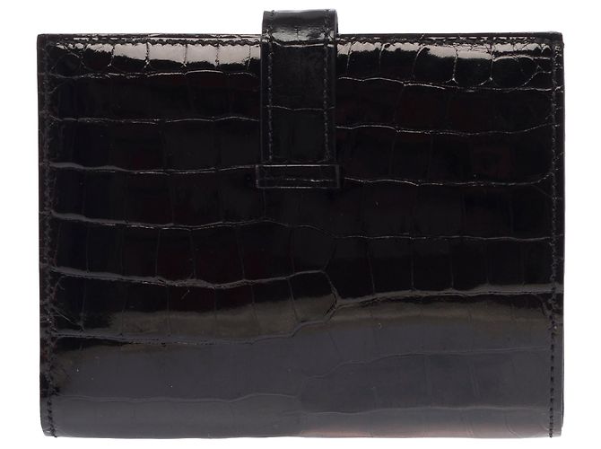 Béarn Hermès HERMES Bearn Exotic Leather Accessory Black - 103690 - view 4