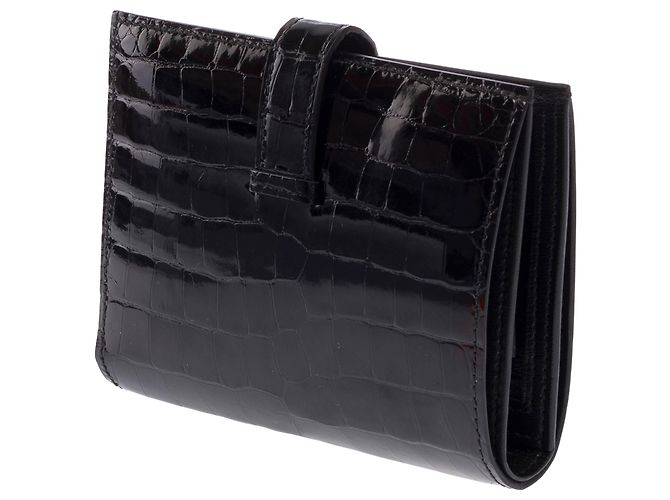 Béarn Hermès HERMES Bearn Exotic Leather Accessory Black - 103690 - view 6