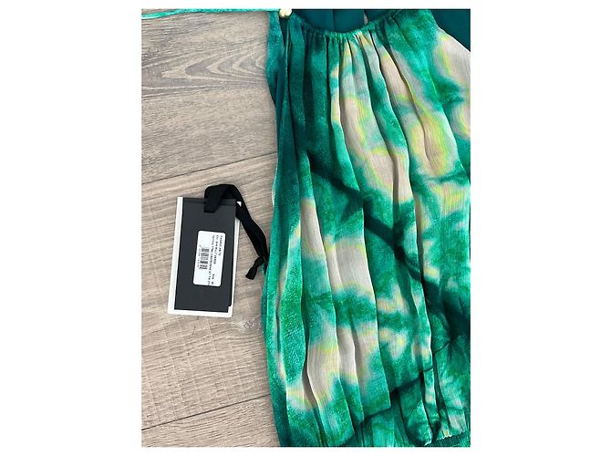 Pinko grünes Maxikleid mit Tie-Dye-Print Weiß Gelb - Ansicht 10