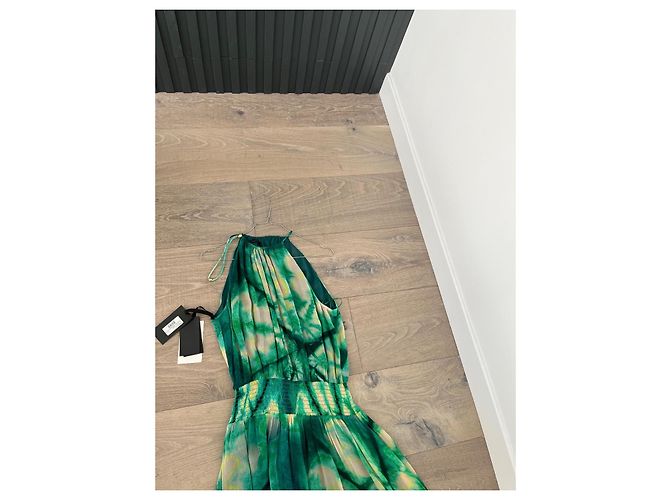 Pinko grünes Maxikleid mit Tie-Dye-Print Weiß Gelb - Ansicht 13