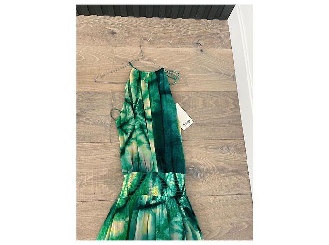Pinko grünes Maxikleid mit Tie-Dye-Print Weiß Gelb - Ansicht 7