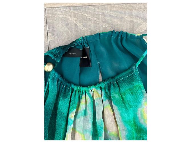 Pinko grünes Maxikleid mit Tie-Dye-Print Weiß Gelb - Ansicht 9