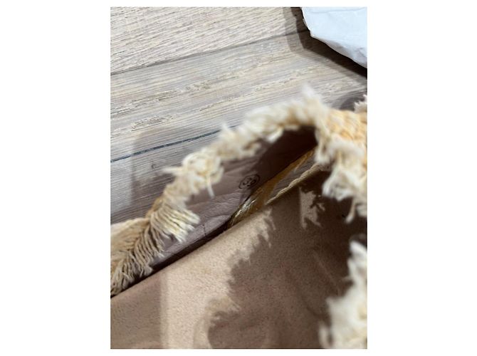 Miu Miu Mou Sandali piatti in paglia intrecciata e pelle Beige D'oro - vista 6